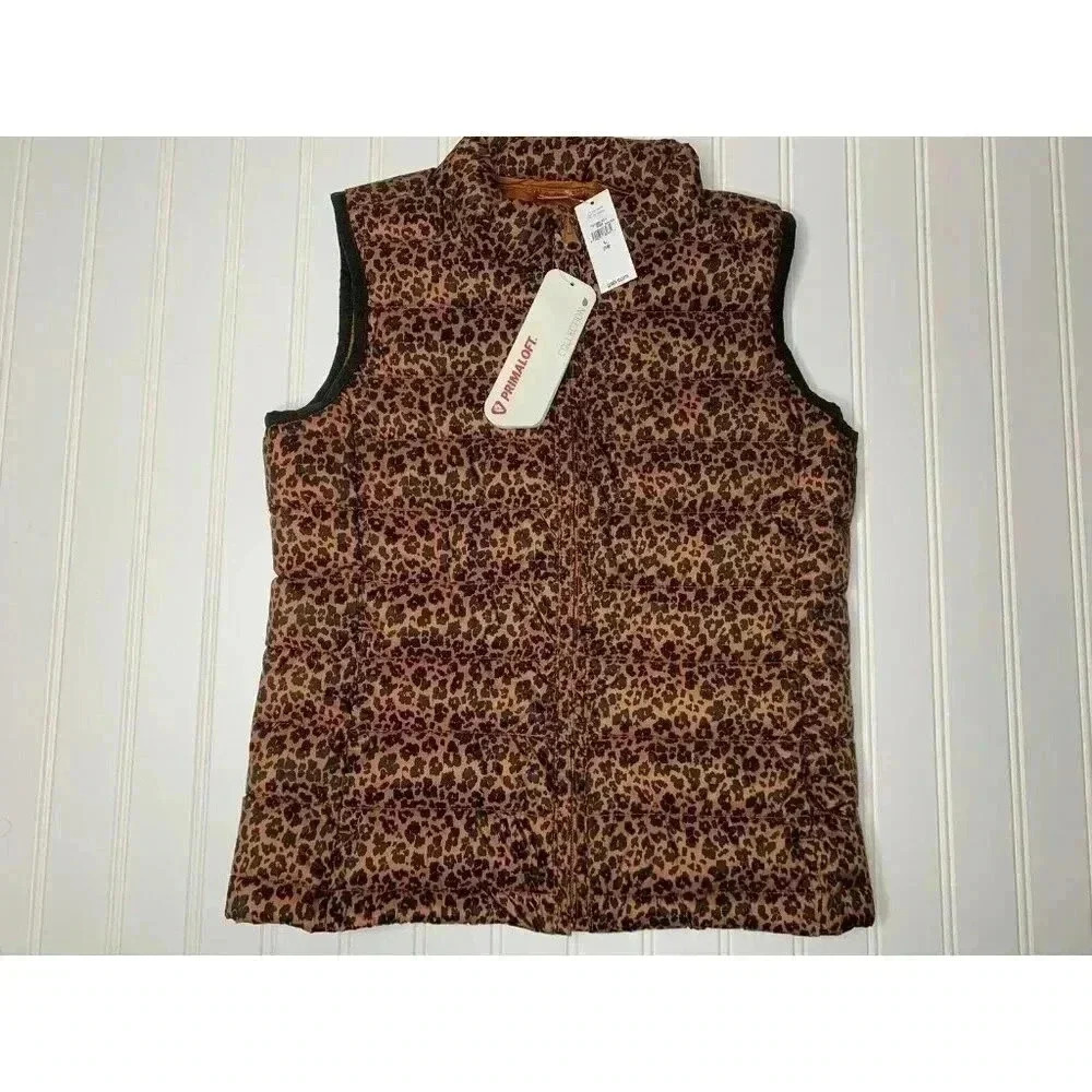 GAP Kids Cold Control Puffer Vest Girls Leopard Primaloft Large 10 NEW. 460